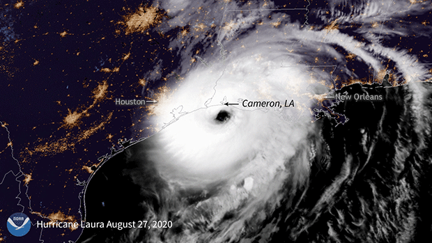 Hurricane Laura moving image showing HADR functionality